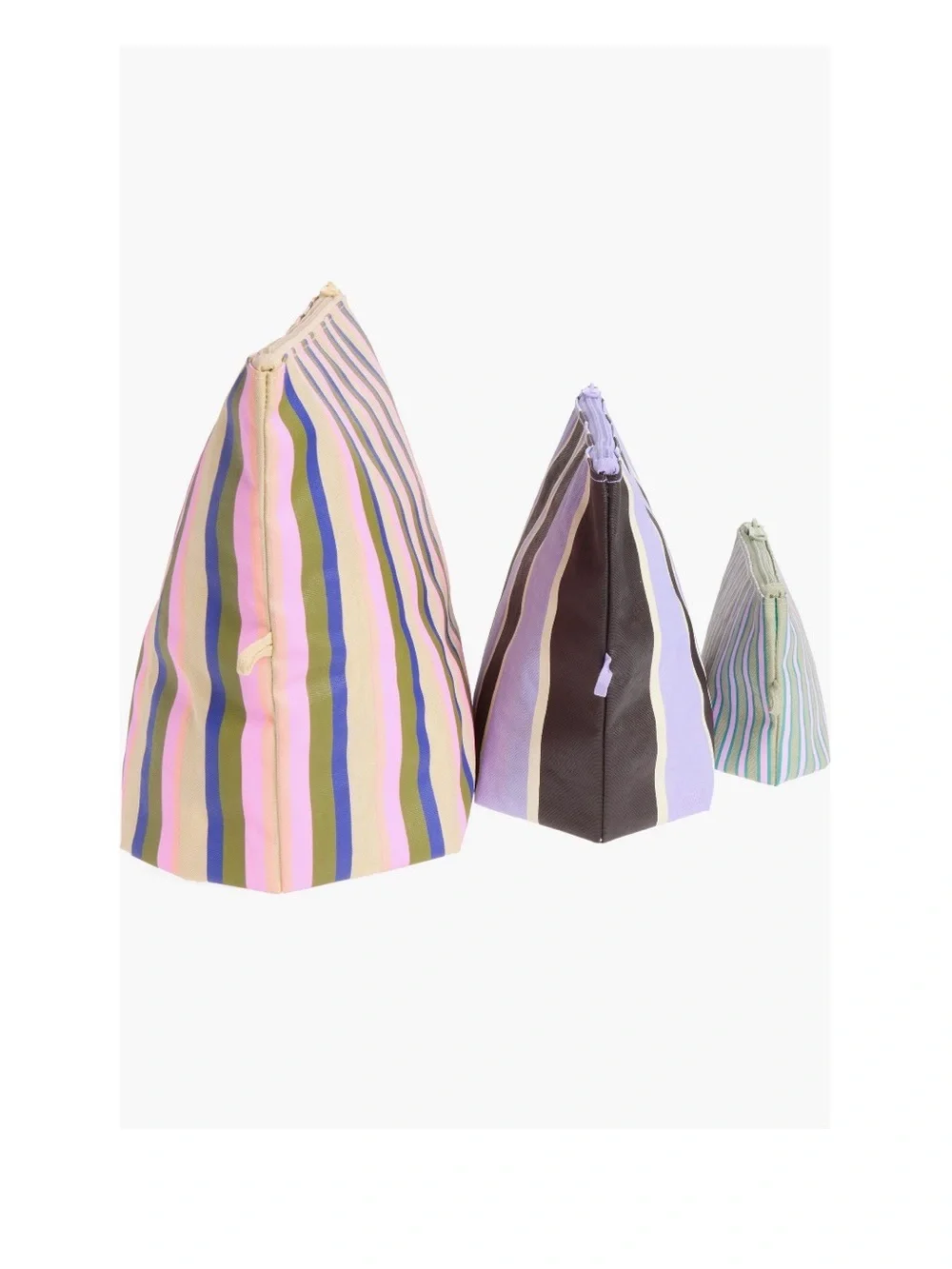 Baggu Striped Multi-Color Canvas Pouch Set - 3 Piece